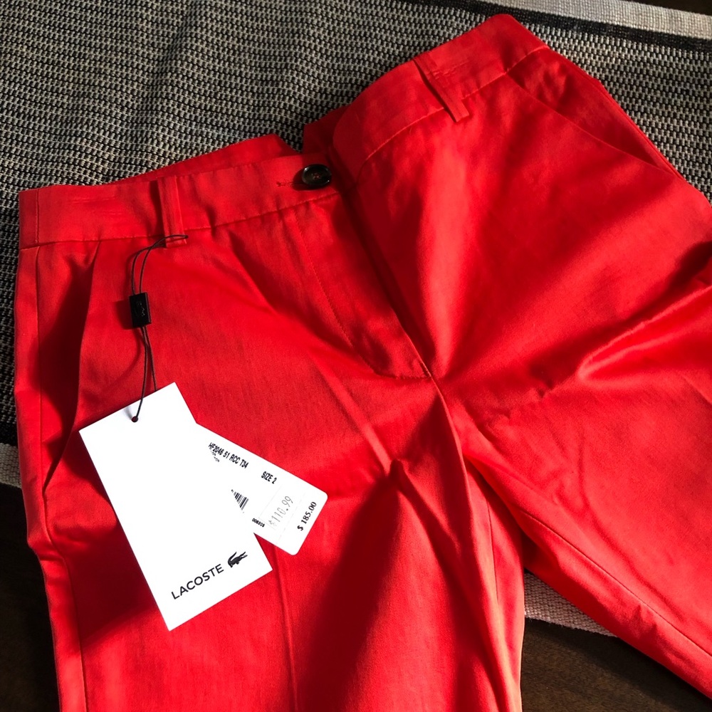 Lacoste Fusion Red Brand New with Tags 100% Cotton straight leg pants